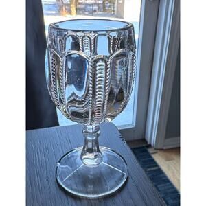 Vintage Cordial Aperitif Clear Bubble Crystal Etched Glass W Stem 4” Gold Trim